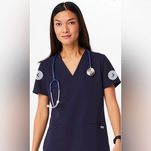 Figs Set of Three Navy Casma Three Pocket Scrubs Tops Size Small V-neck